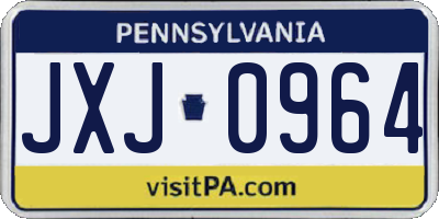 PA license plate JXJ0964
