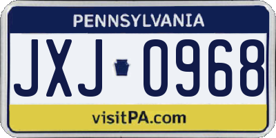 PA license plate JXJ0968