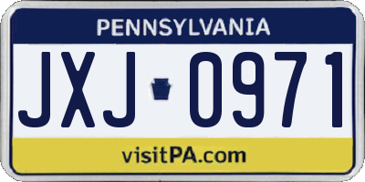 PA license plate JXJ0971
