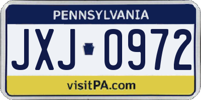 PA license plate JXJ0972
