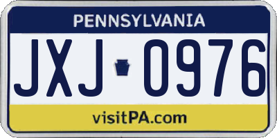 PA license plate JXJ0976