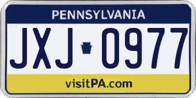 PA license plate JXJ0977