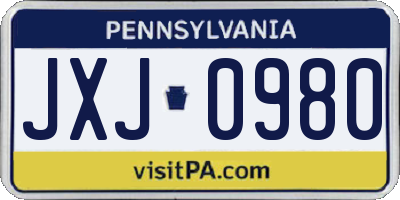 PA license plate JXJ0980