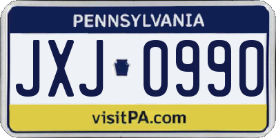 PA license plate JXJ0990