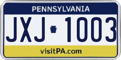 PA license plate JXJ1003