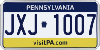 PA license plate JXJ1007