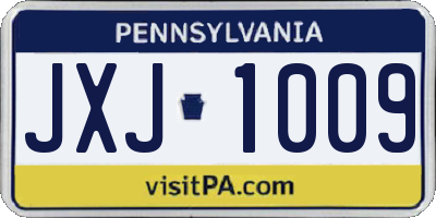 PA license plate JXJ1009
