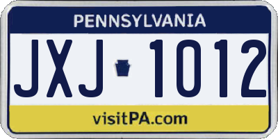 PA license plate JXJ1012