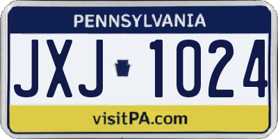 PA license plate JXJ1024