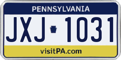 PA license plate JXJ1031