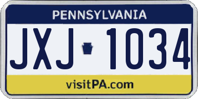 PA license plate JXJ1034
