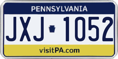 PA license plate JXJ1052