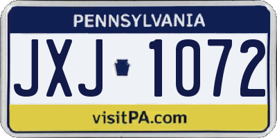 PA license plate JXJ1072