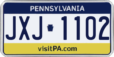 PA license plate JXJ1102