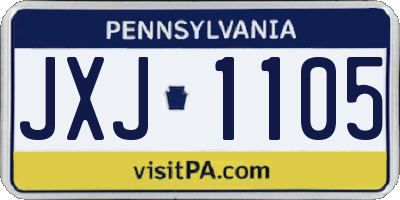 PA license plate JXJ1105