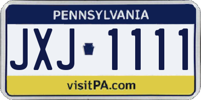 PA license plate JXJ1111