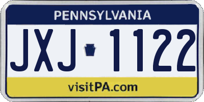 PA license plate JXJ1122