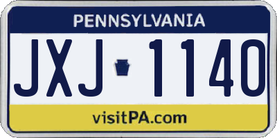 PA license plate JXJ1140