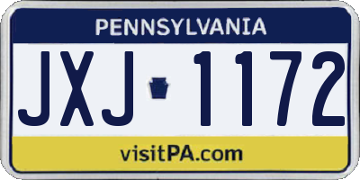 PA license plate JXJ1172