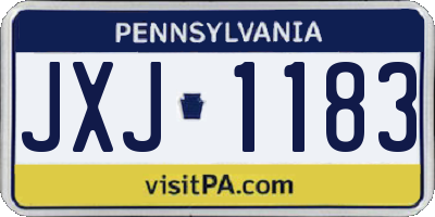 PA license plate JXJ1183
