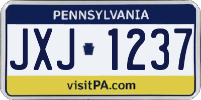 PA license plate JXJ1237