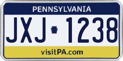 PA license plate JXJ1238