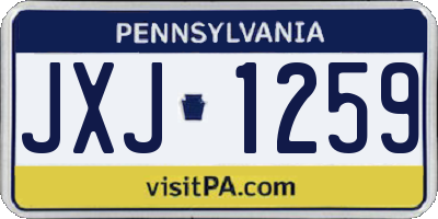 PA license plate JXJ1259
