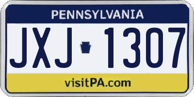 PA license plate JXJ1307