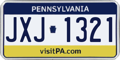 PA license plate JXJ1321