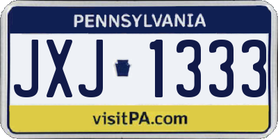 PA license plate JXJ1333