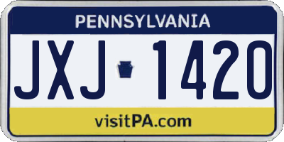 PA license plate JXJ1420