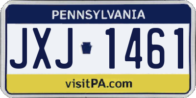 PA license plate JXJ1461