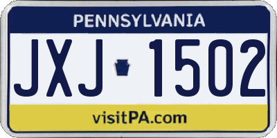 PA license plate JXJ1502