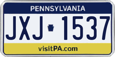 PA license plate JXJ1537