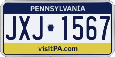 PA license plate JXJ1567