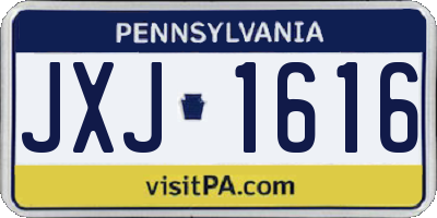 PA license plate JXJ1616