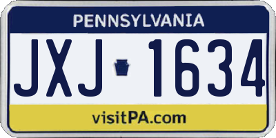 PA license plate JXJ1634