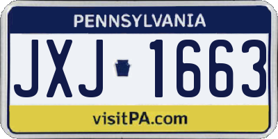 PA license plate JXJ1663