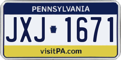 PA license plate JXJ1671