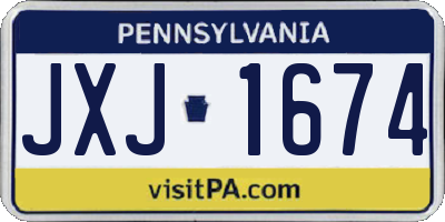 PA license plate JXJ1674