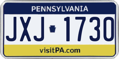 PA license plate JXJ1730