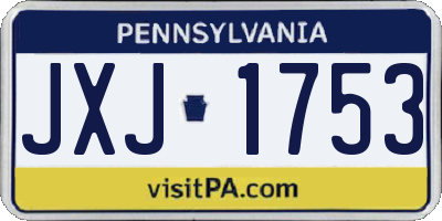 PA license plate JXJ1753