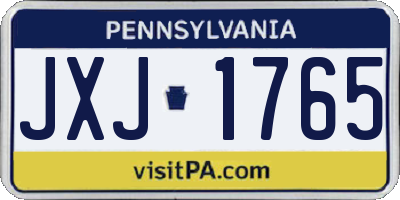 PA license plate JXJ1765