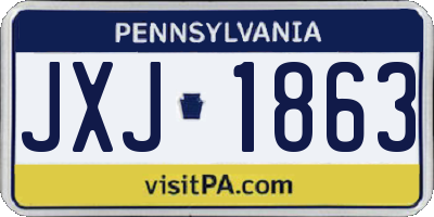 PA license plate JXJ1863