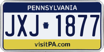 PA license plate JXJ1877