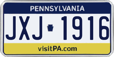 PA license plate JXJ1916
