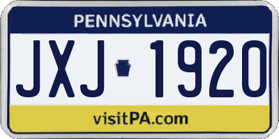 PA license plate JXJ1920