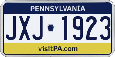 PA license plate JXJ1923