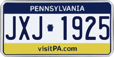 PA license plate JXJ1925
