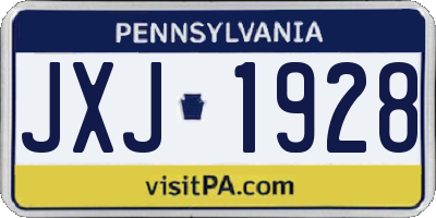 PA license plate JXJ1928